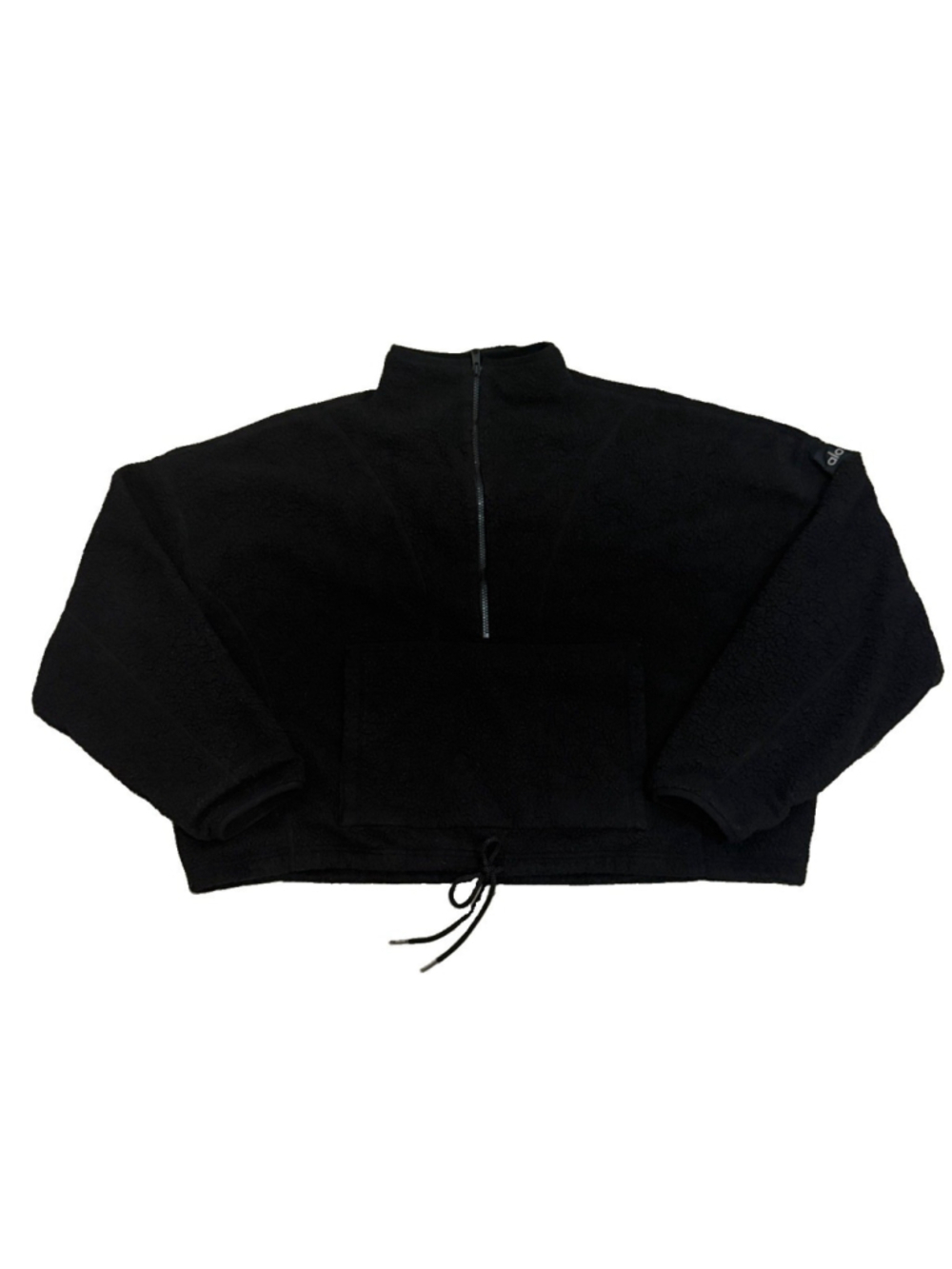 ALO YOGA ELYSIAN HIGH PILE FLEECE HALF ZIPPER SHERPA BLACK OVERSIZED SIZE XL/XXL